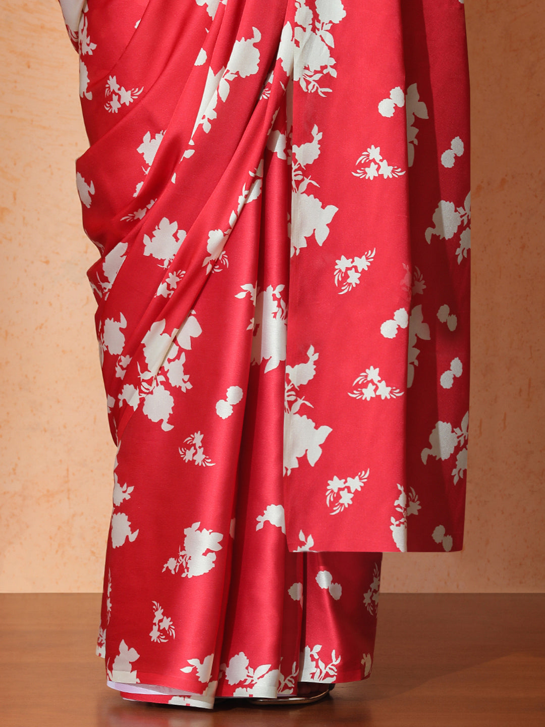 Floral Satin Saree with Unstiched Blouse