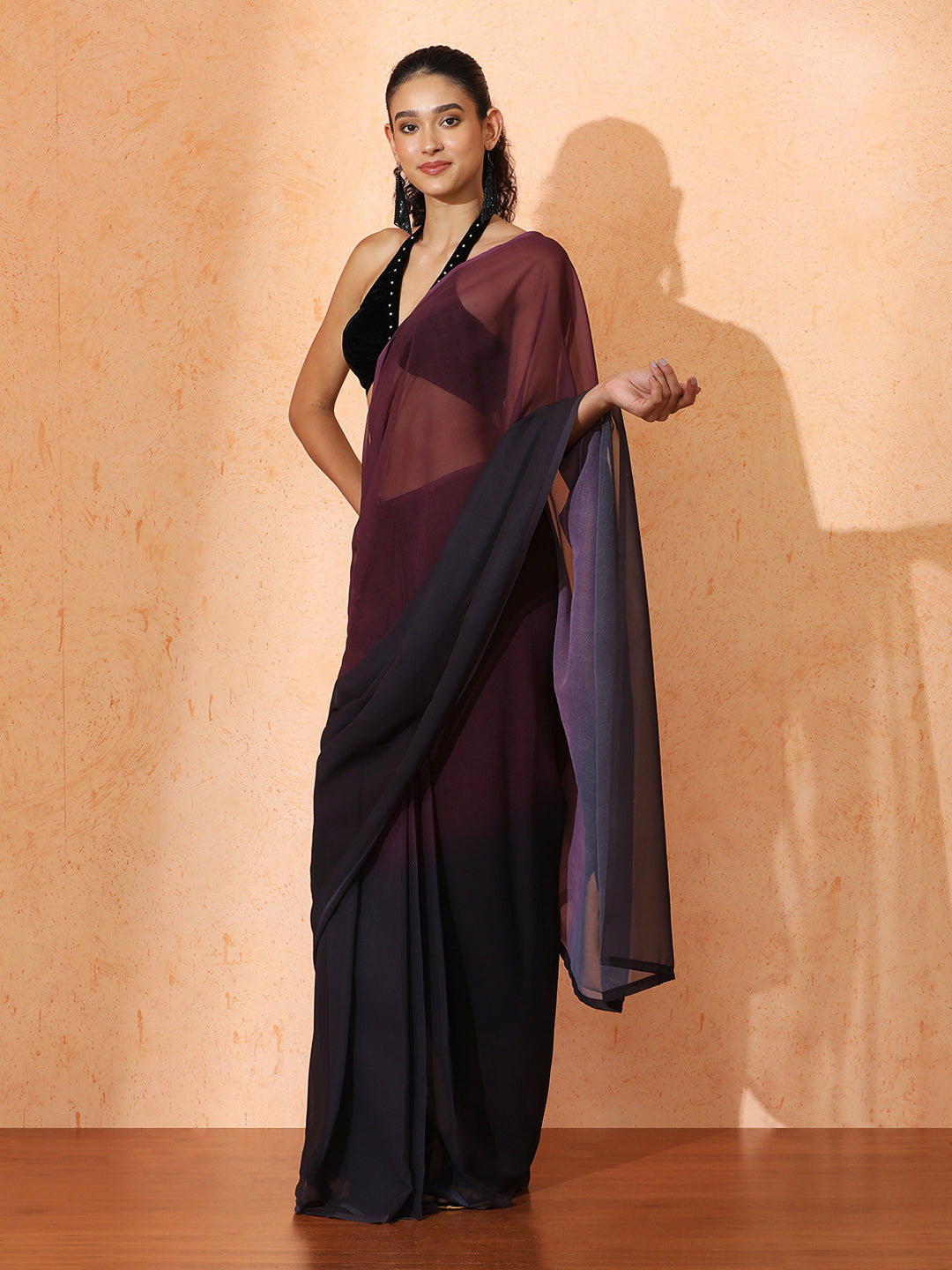 Ready to Wear Ombre Georgette Saree with Unstiched Blouse