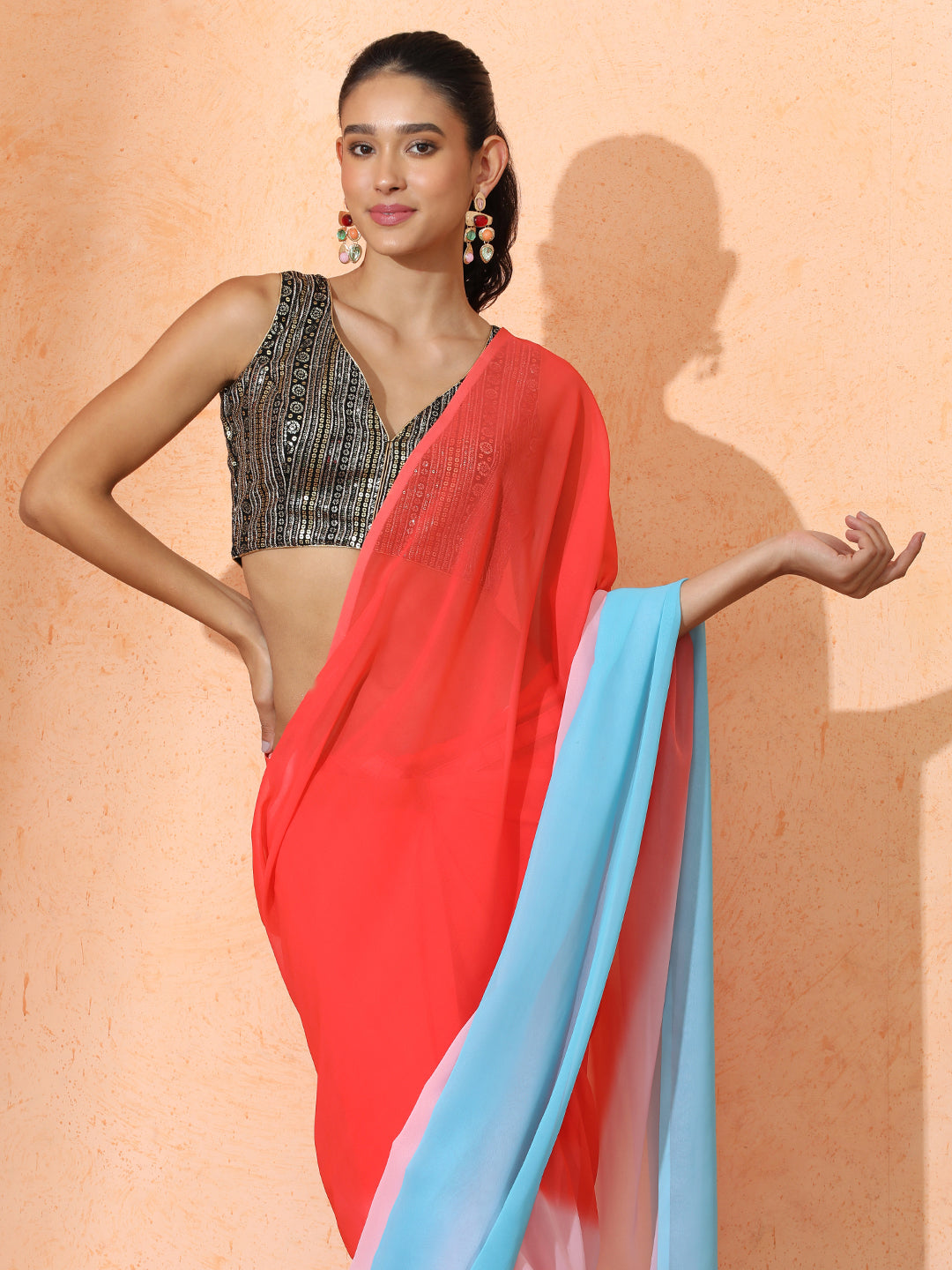 Ready to Wear Ombre Georgette Saree with Unstiched Blouse