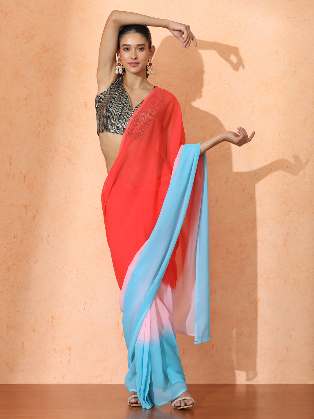 Ready to Wear Ombre Georgette Saree with Unstiched Blouse