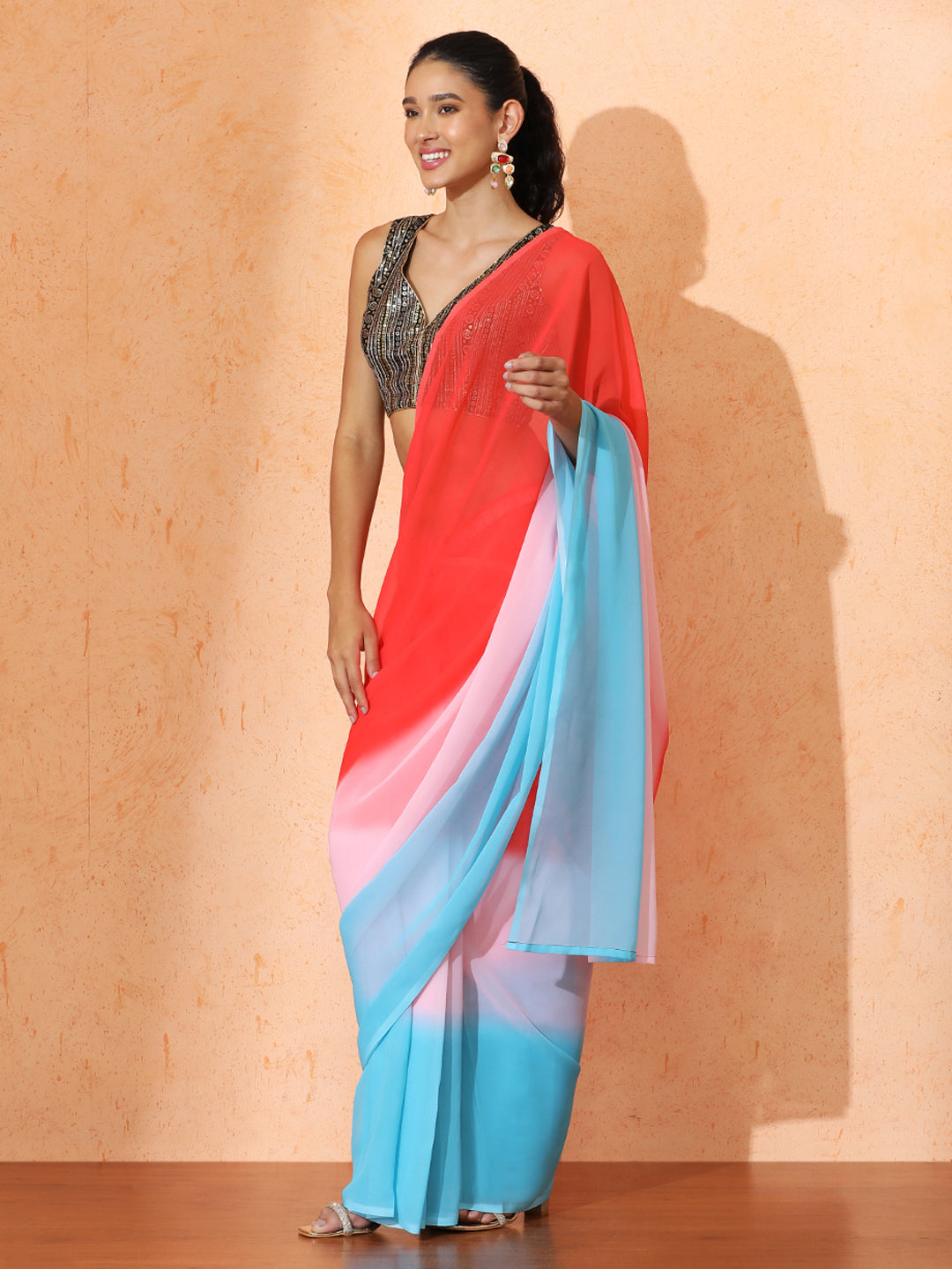 Ready to Wear Ombre Georgette Saree with Unstiched Blouse