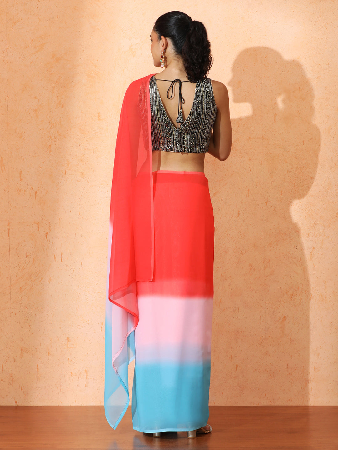 Ready to Wear Ombre Georgette Saree with Unstiched Blouse