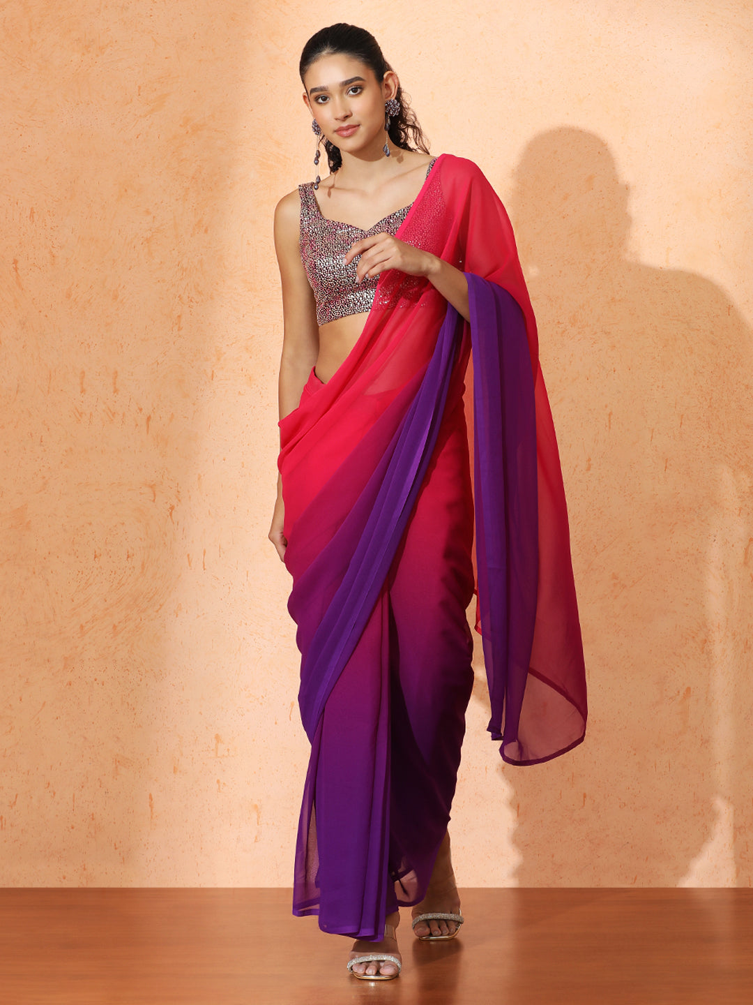 Ready to Wear Ombre Georgette Saree with Unstiched Blouse