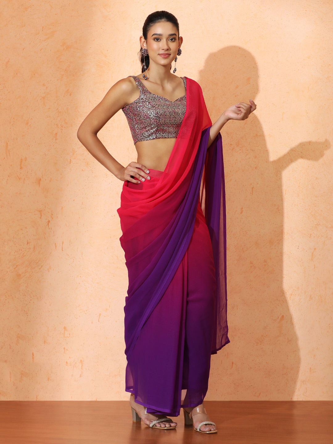 Ready to Wear Ombre Georgette Saree with Unstiched Blouse