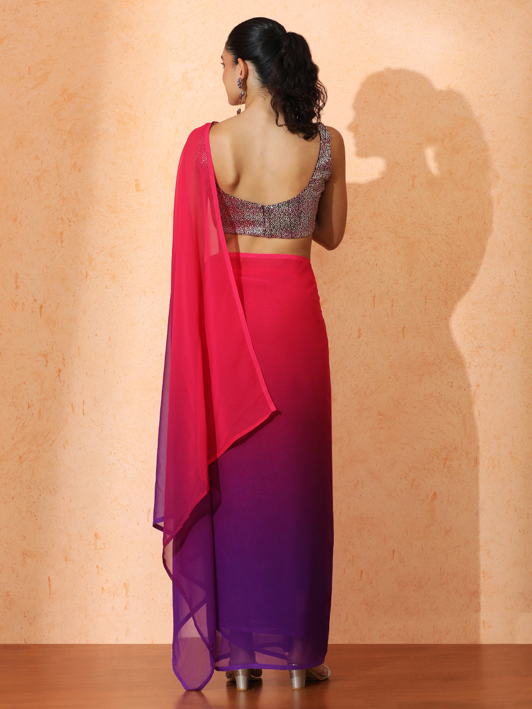 Ready to Wear Ombre Georgette Saree with Unstiched Blouse