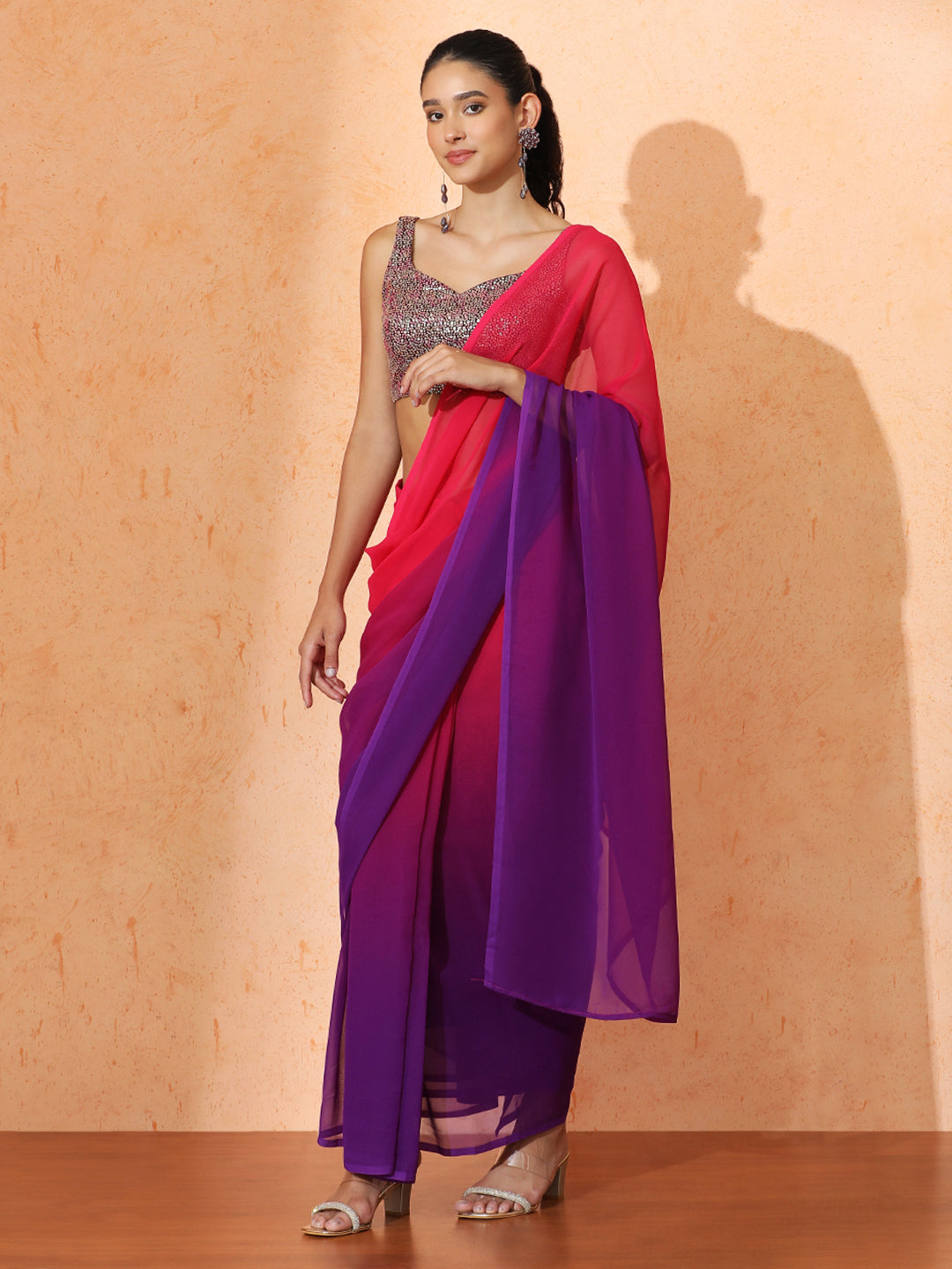 Ready to Wear Ombre Georgette Saree with Unstiched Blouse