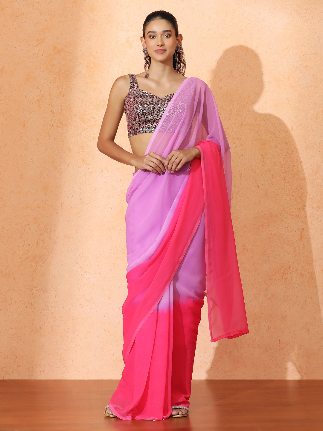 Ready to Wear Ombre Georgette Saree with Unstiched Blouse