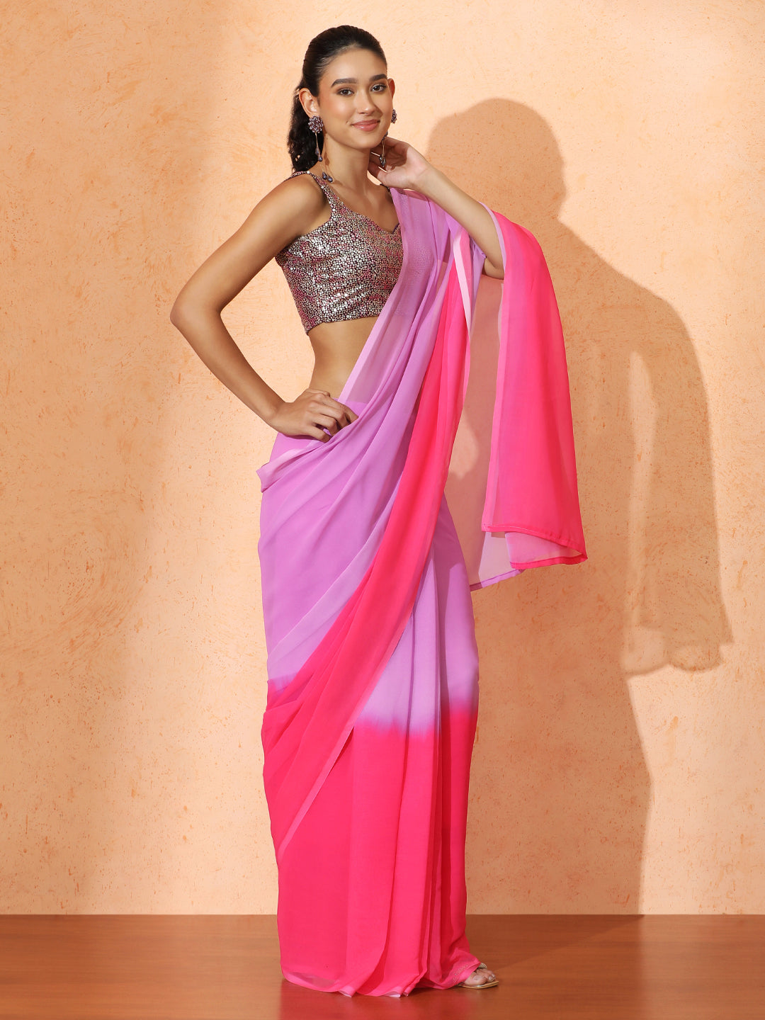 Ready to Wear Ombre Georgette Saree with Unstiched Blouse