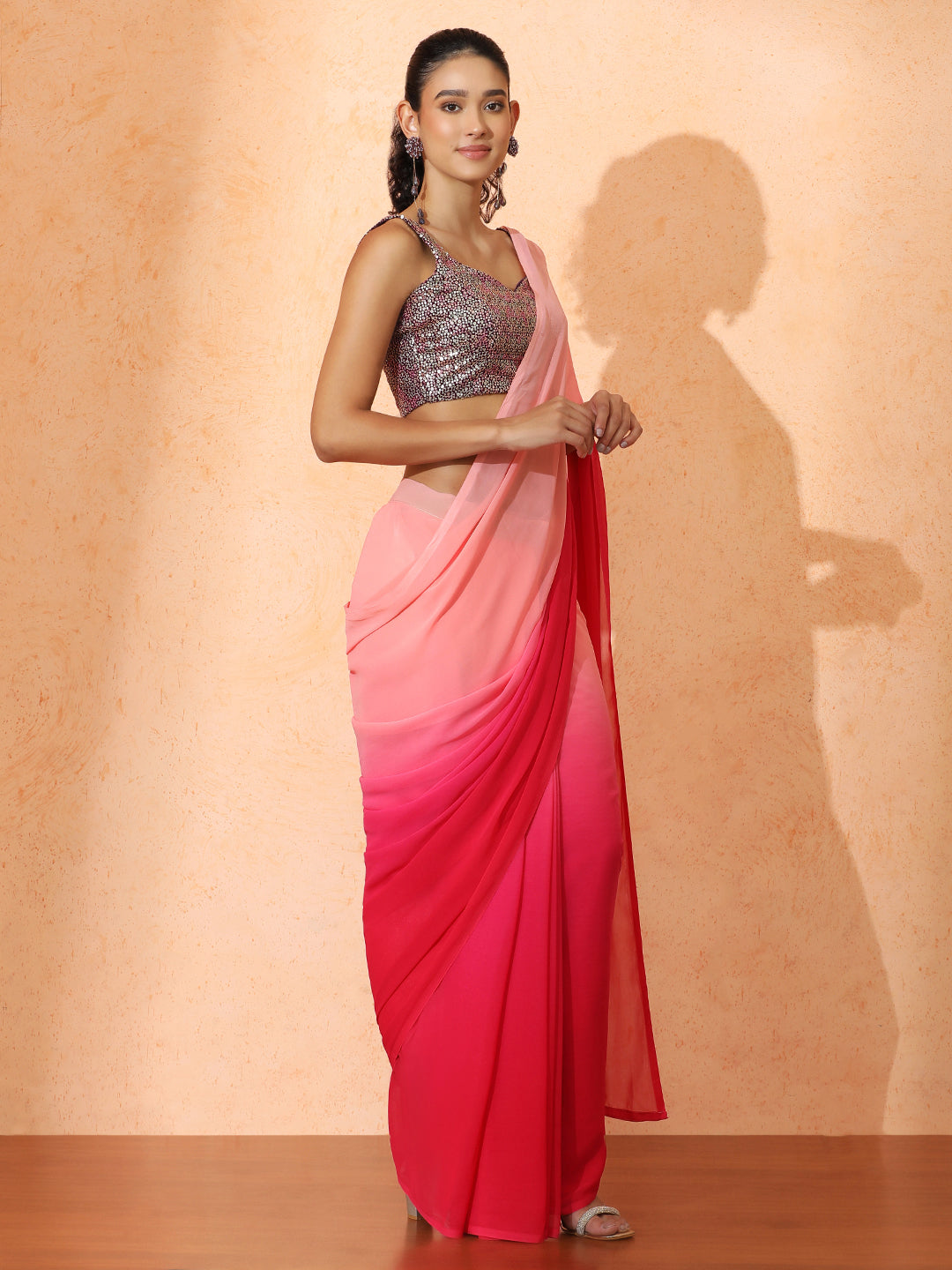 Ready to Wear Ombre Georgette Saree with Unstiched Blouse
