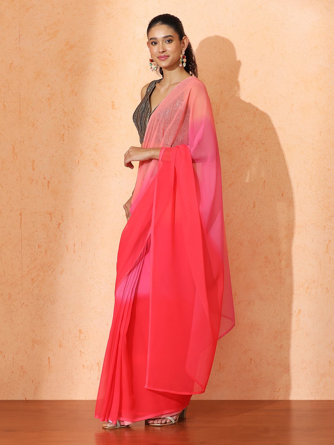 Ready to Wear Ombre Georgette Saree with Unstiched Blouse