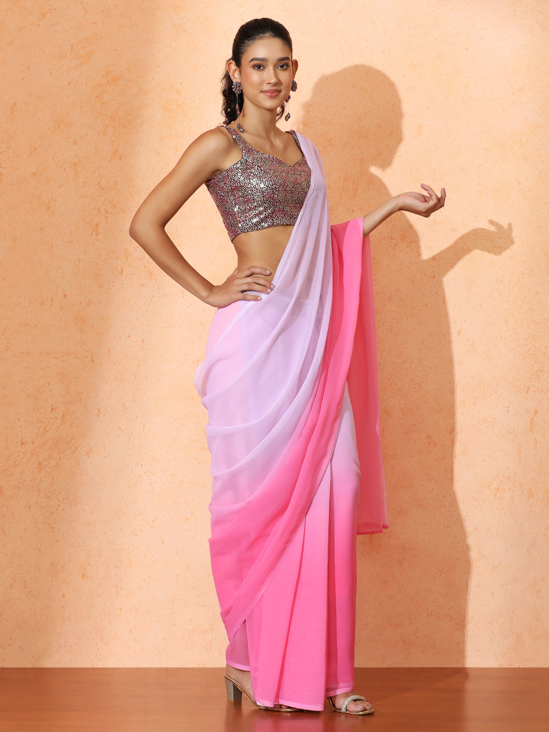 Ready to Wear Ombre Georgette Saree with Unstiched Blouse