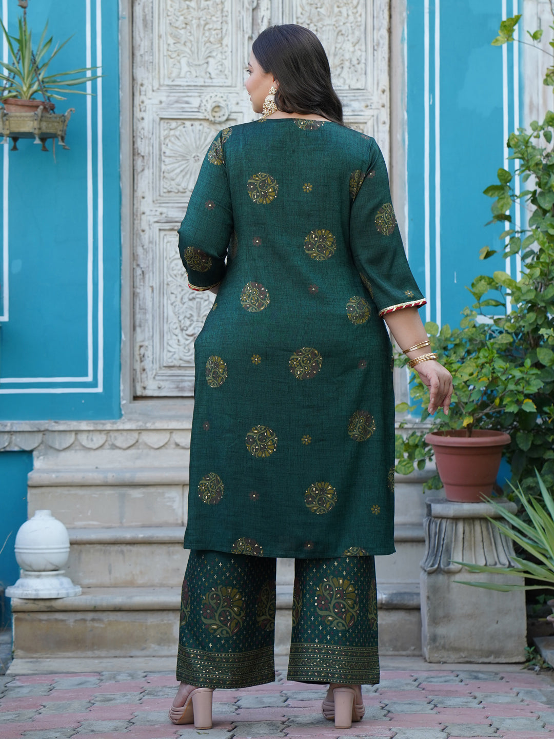 Green Kurta With Palazzo