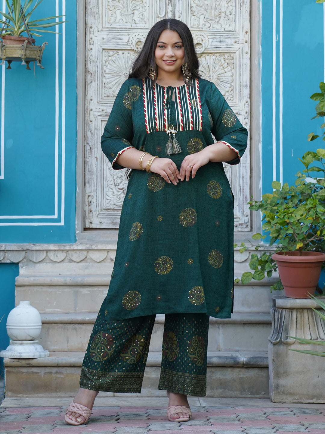 Green Kurta With Palazzo