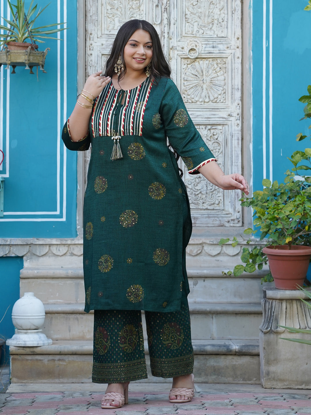 Green Kurta With Palazzo