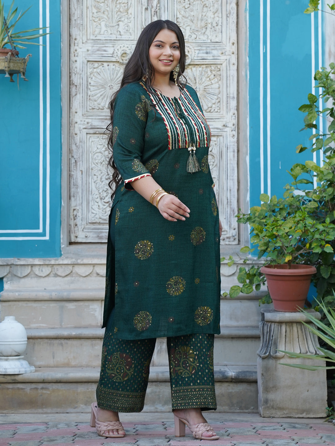 Green Kurta With Palazzo