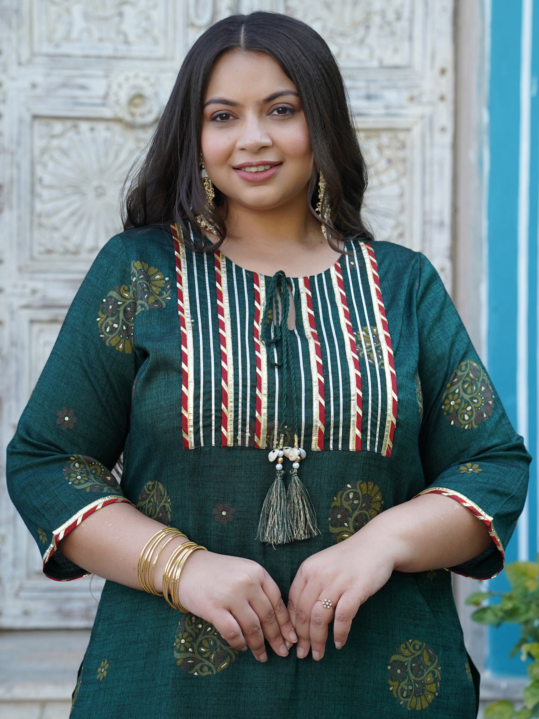 Green Kurta With Palazzo