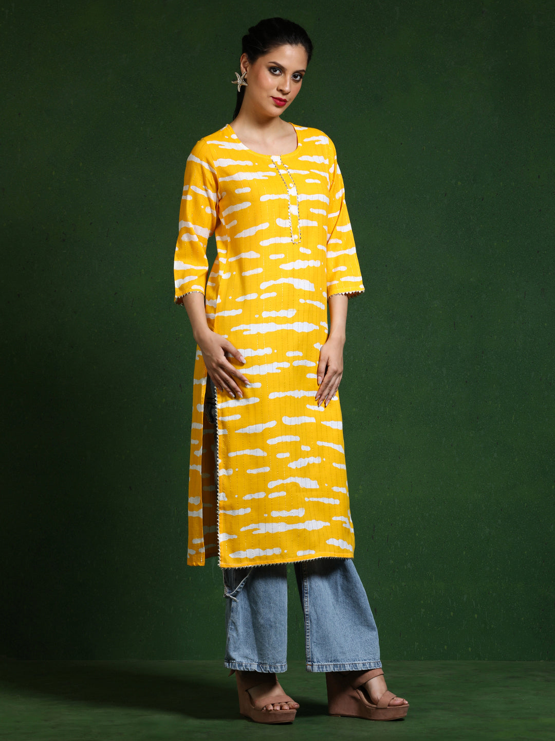 Floral Printed Straight Kurta