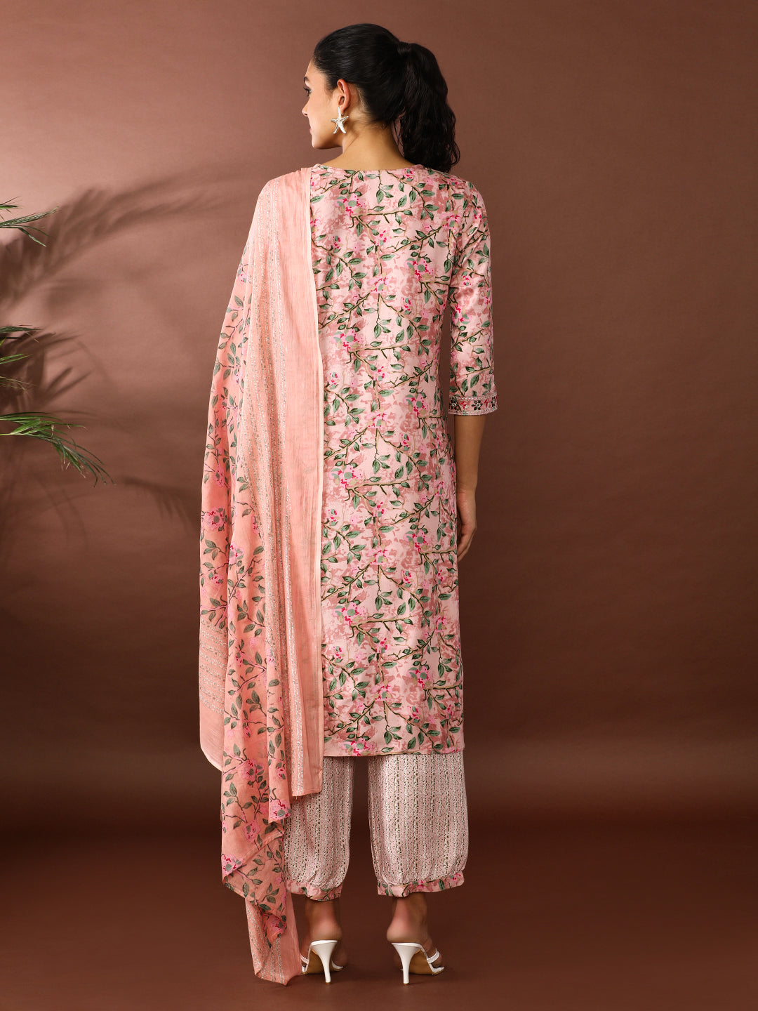 Floral Embroidered Straight Kurta & Palazzos Sets