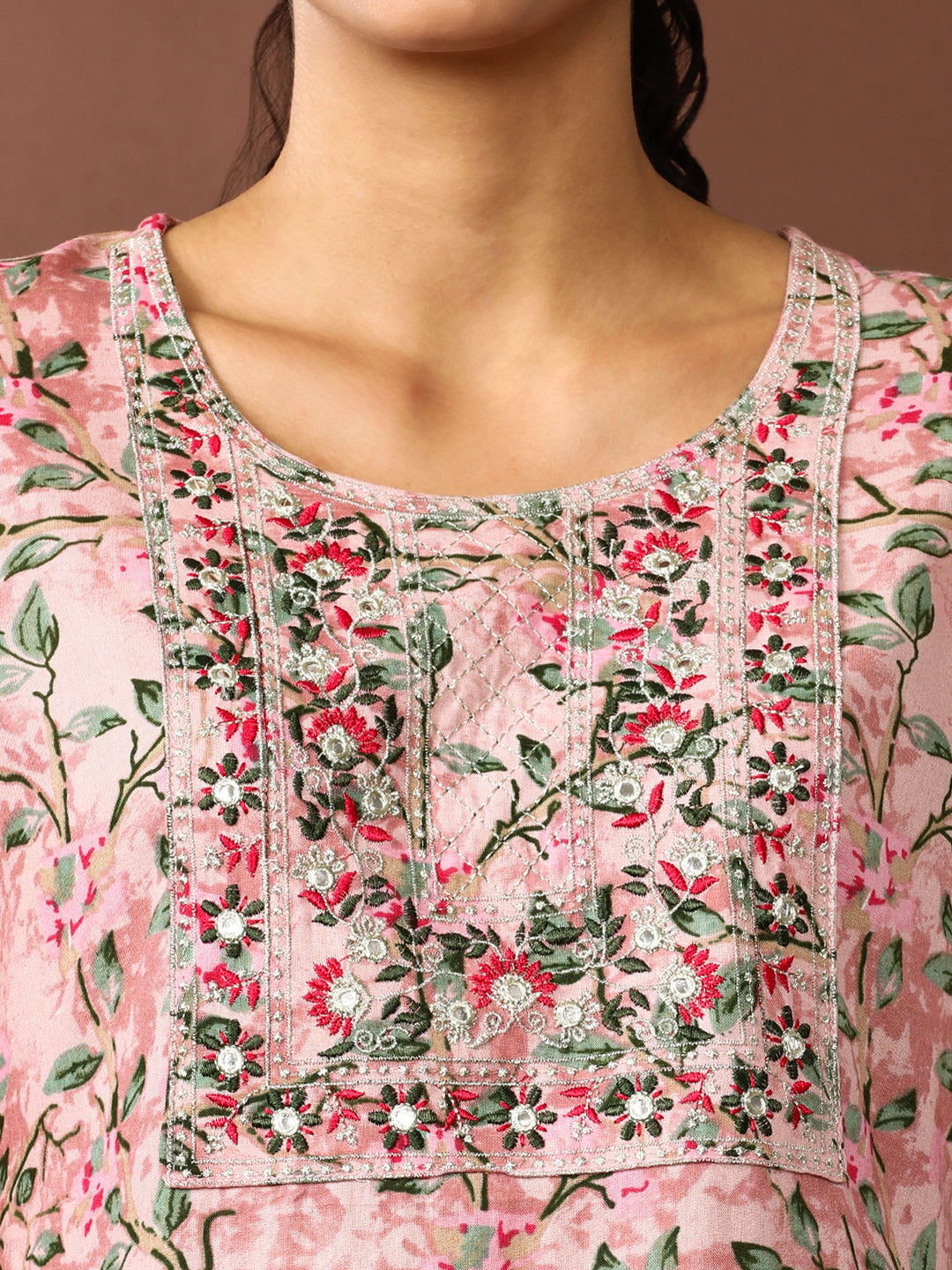 Floral Embroidered Straight Kurta & Palazzos Sets