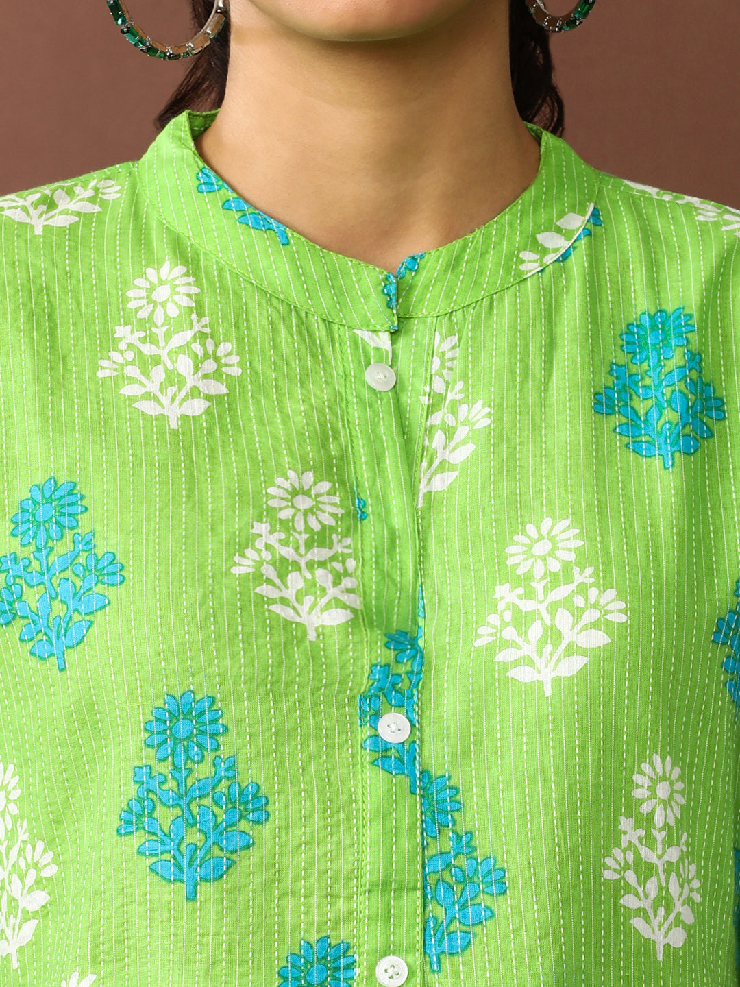 Floral Embroidered A-Line Pure Cotton Ethnic Dress