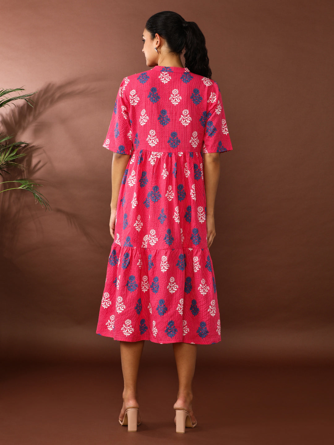 Floral Embroidered A-Line Pure Cotton Ethnic Dress