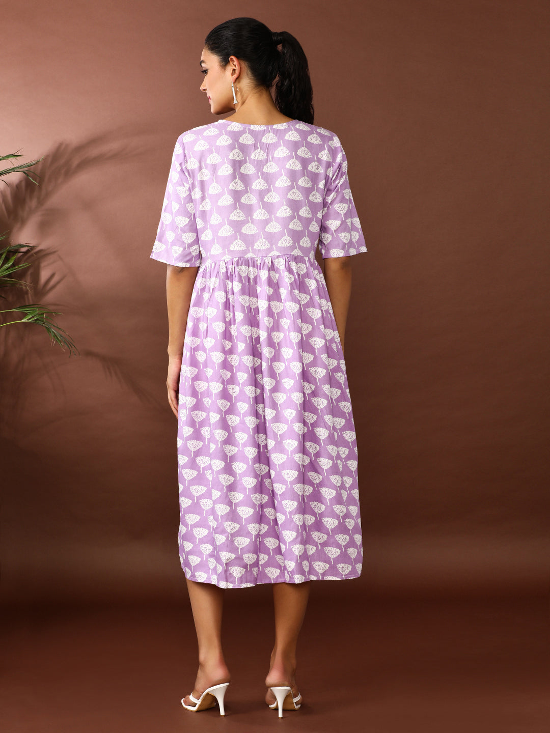 Floral Printed A-Line Panelled Ethnic Dress