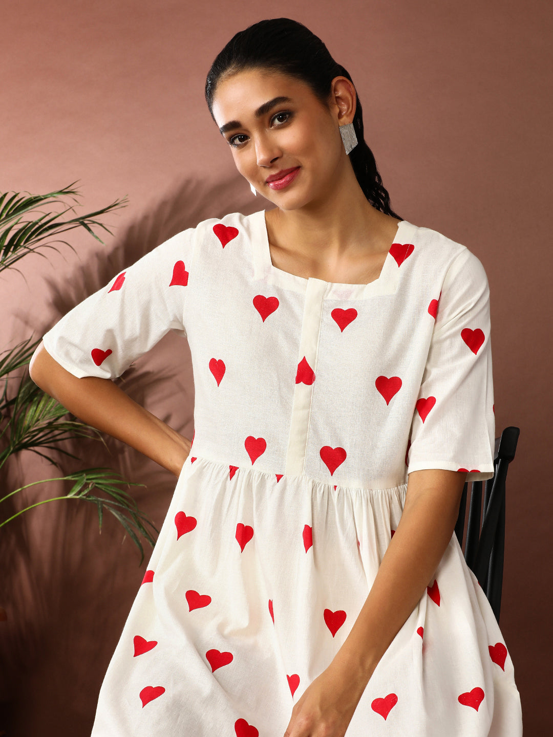 Quirky Printed A-Line Pure Cotton Ethnic Dress