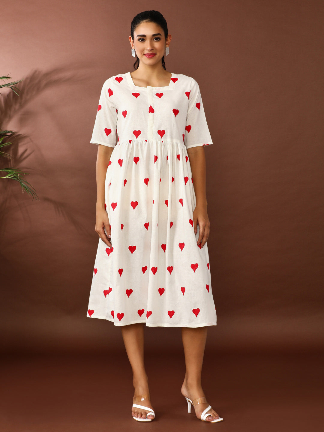 Quirky Printed A-Line Pure Cotton Ethnic Dress