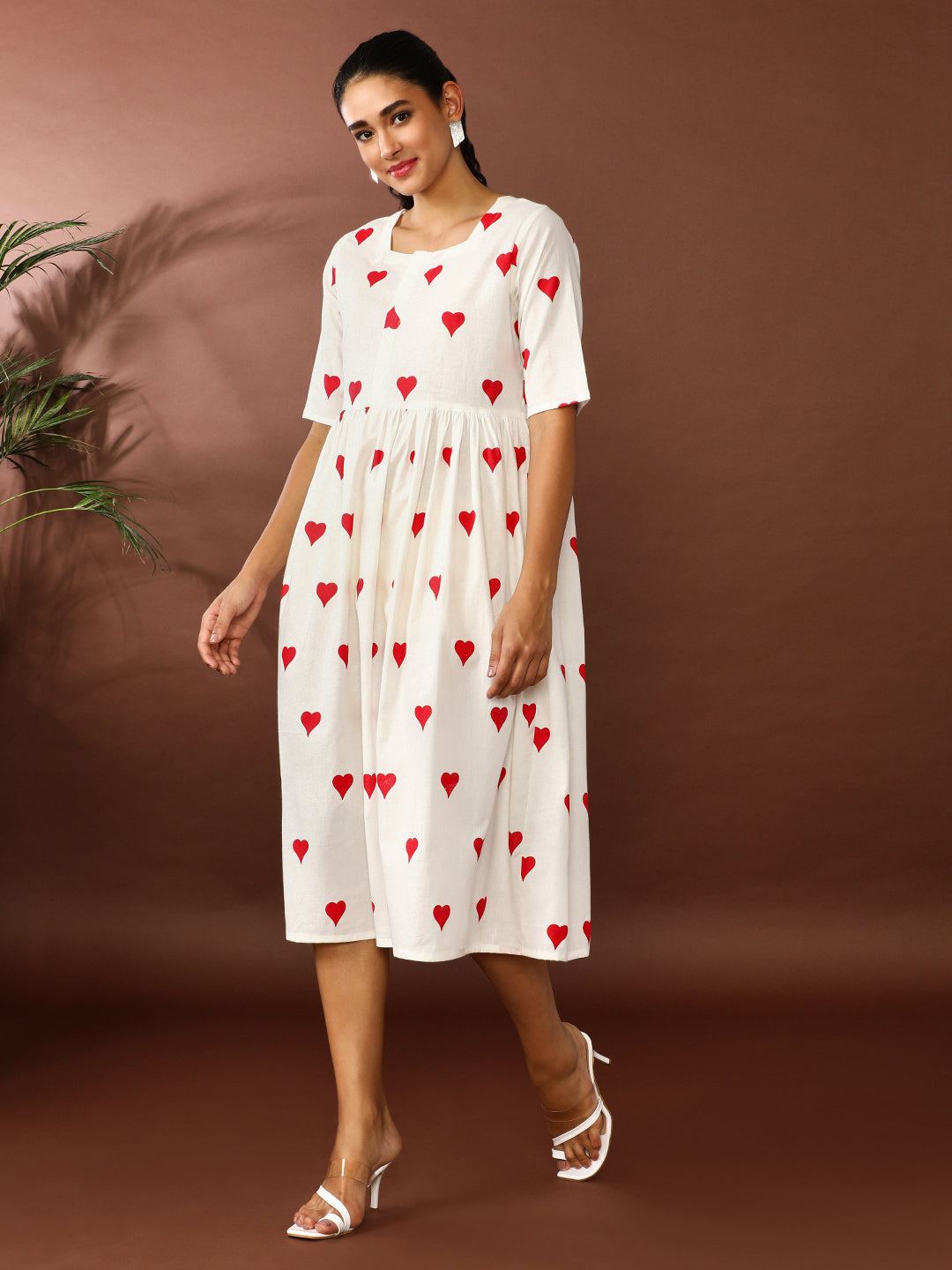 Quirky Printed A-Line Pure Cotton Ethnic Dress