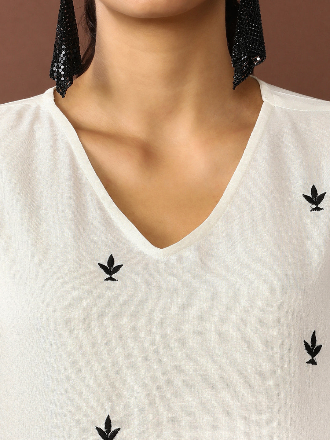 Floral Embroidered A-Line Tiered Ethnic Dress