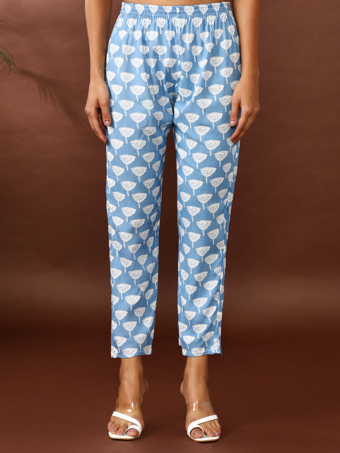 Floral Embroidered Straight Kurta & Trousers Sets