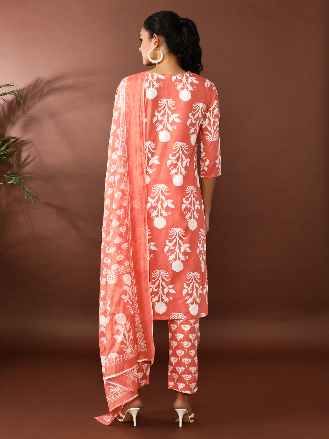 Floral Embroidered Straight Kurta & Trousers Sets