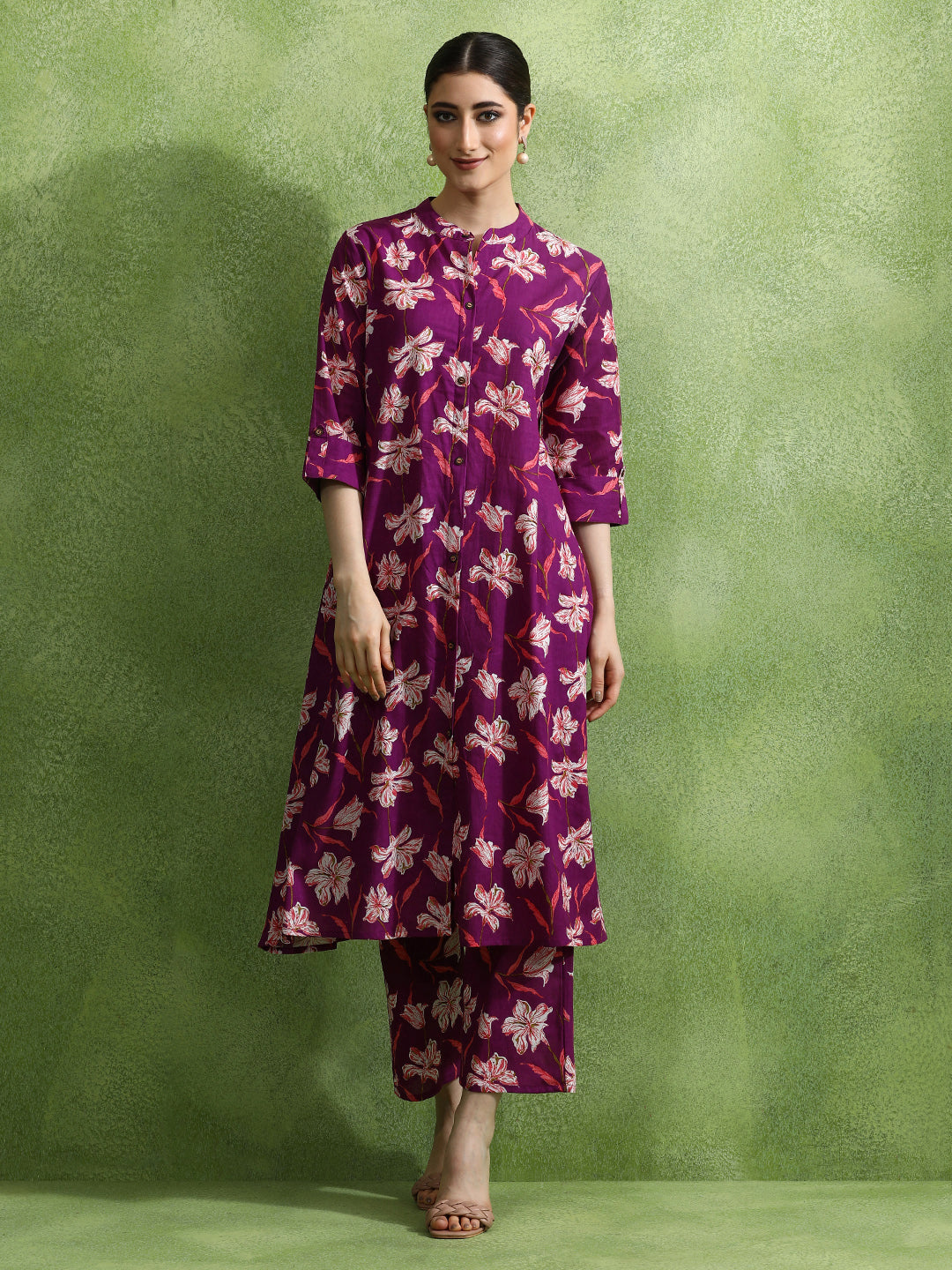 Floral Printed A-Line Kurta & Trousers Sets