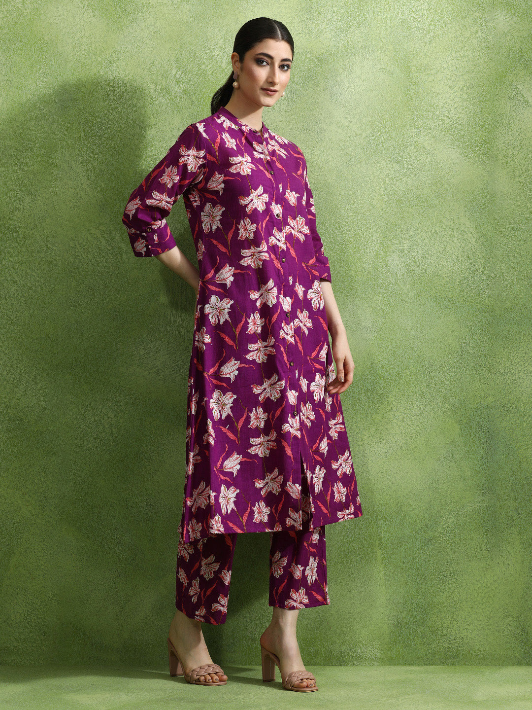 Floral Printed A-Line Kurta & Trousers Sets