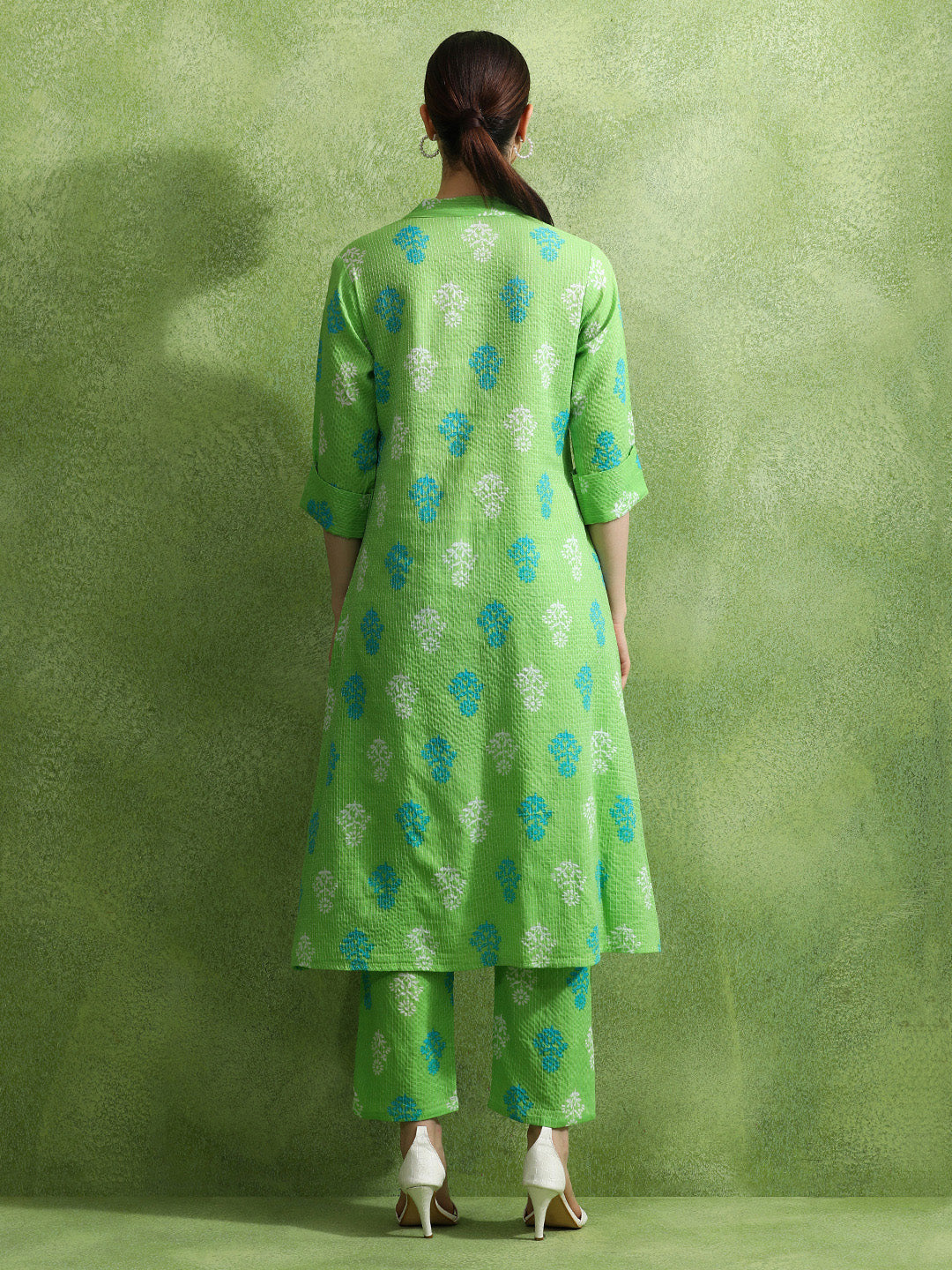 Floral Printed A-Line Pure Cotton Kurta & Trousers Sets