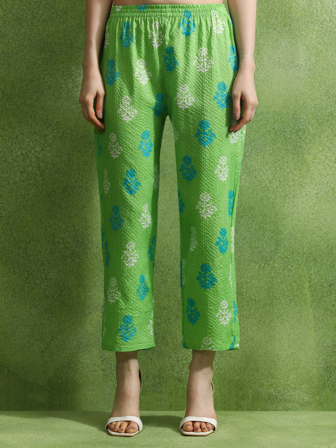 Floral Printed A-Line Pure Cotton Kurta & Trousers Sets