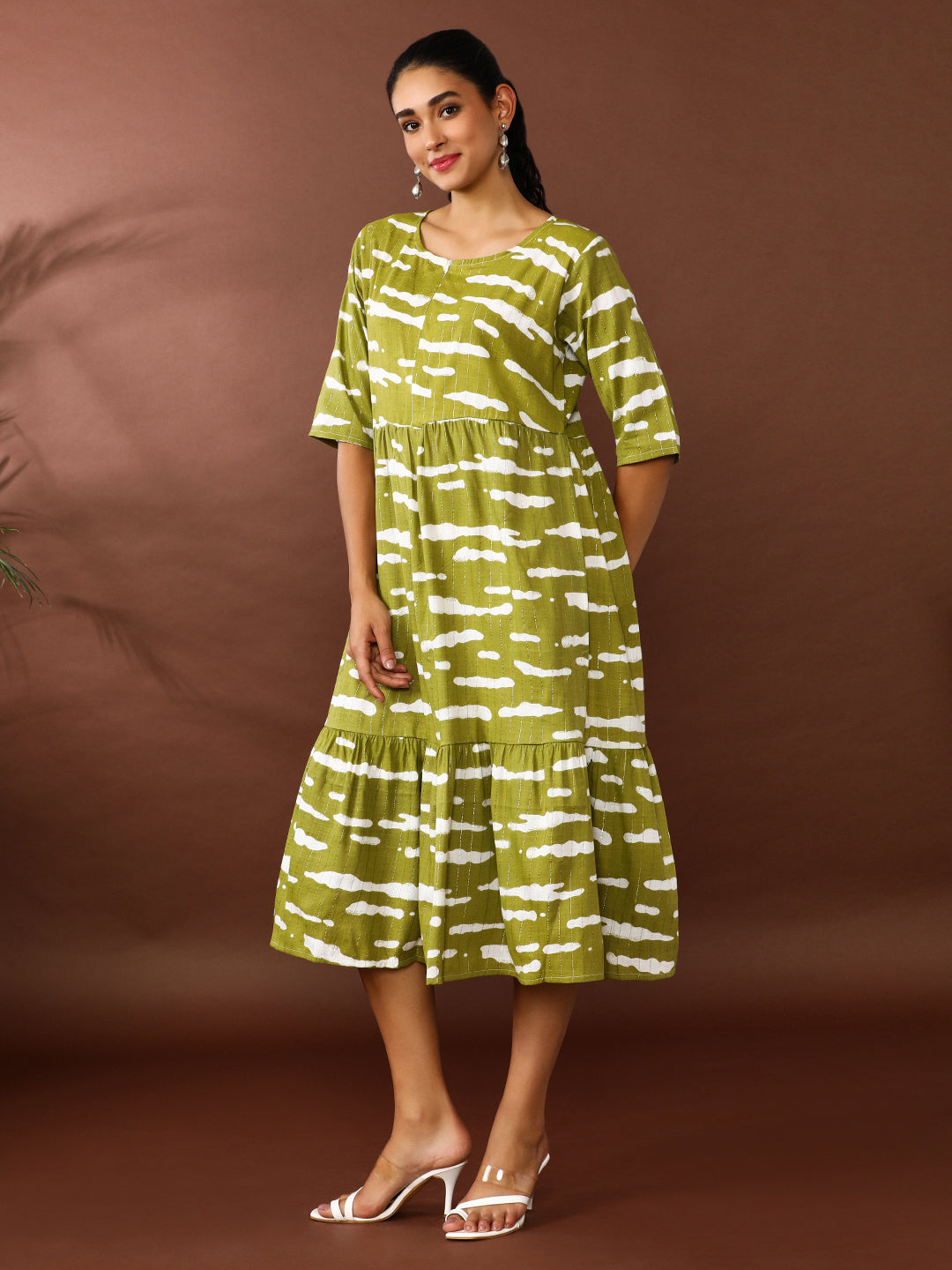 Floral Printed A-Line Cotton Blend Ethnic Dress