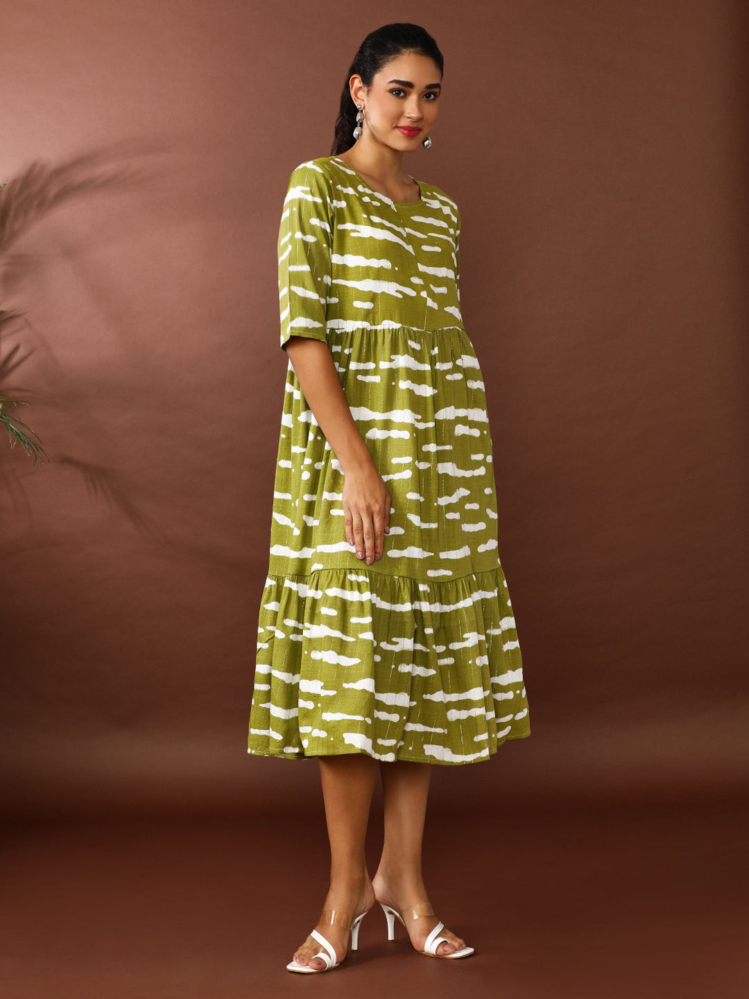 Floral Printed A-Line Cotton Blend Ethnic Dress