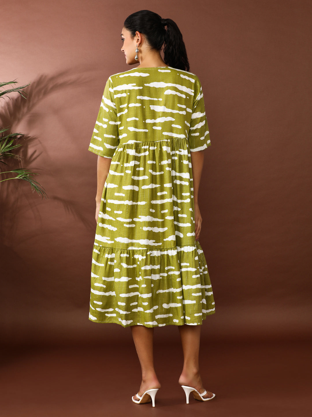 Floral Printed A-Line Cotton Blend Ethnic Dress