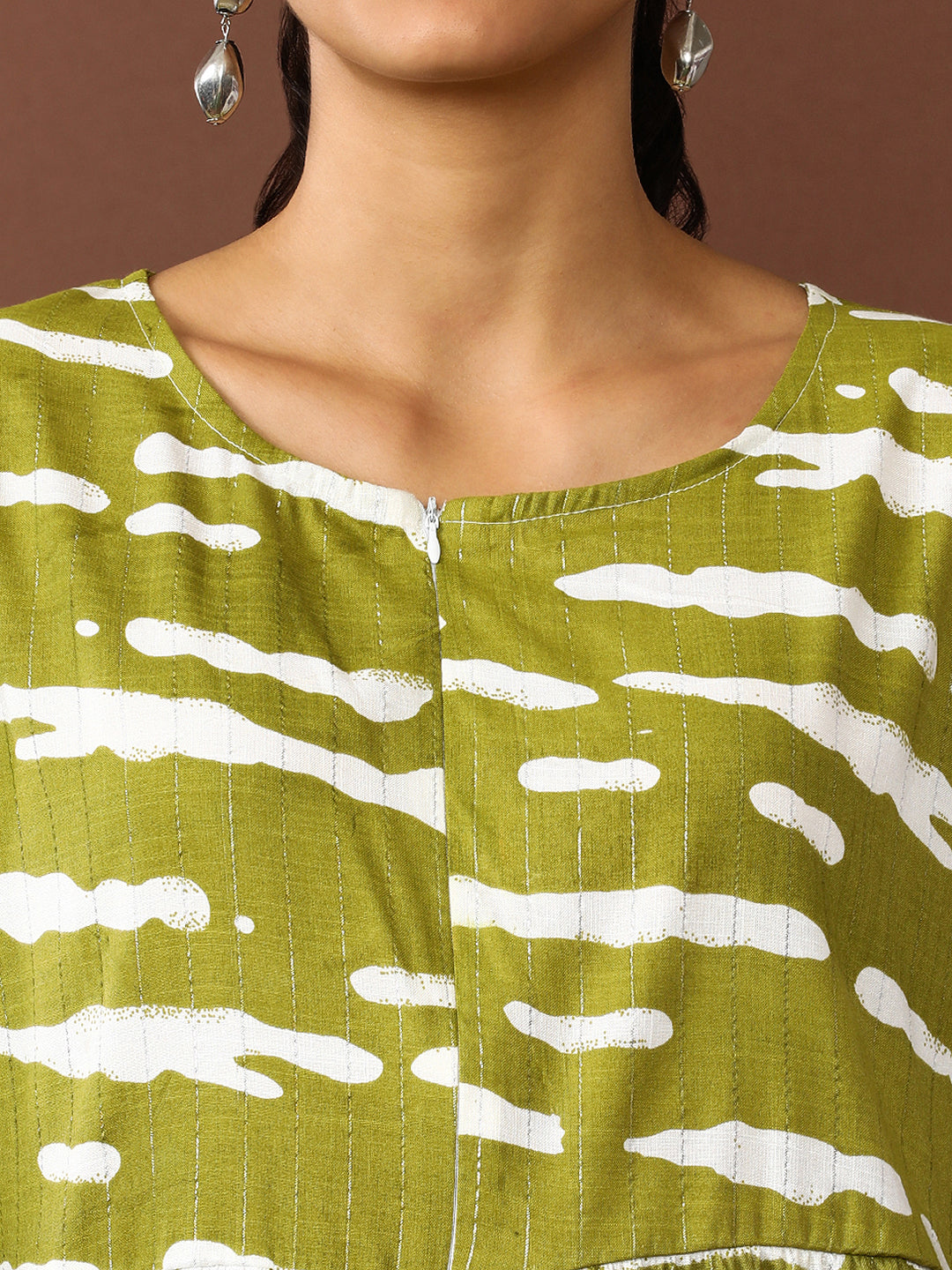 Floral Printed A-Line Cotton Blend Ethnic Dress