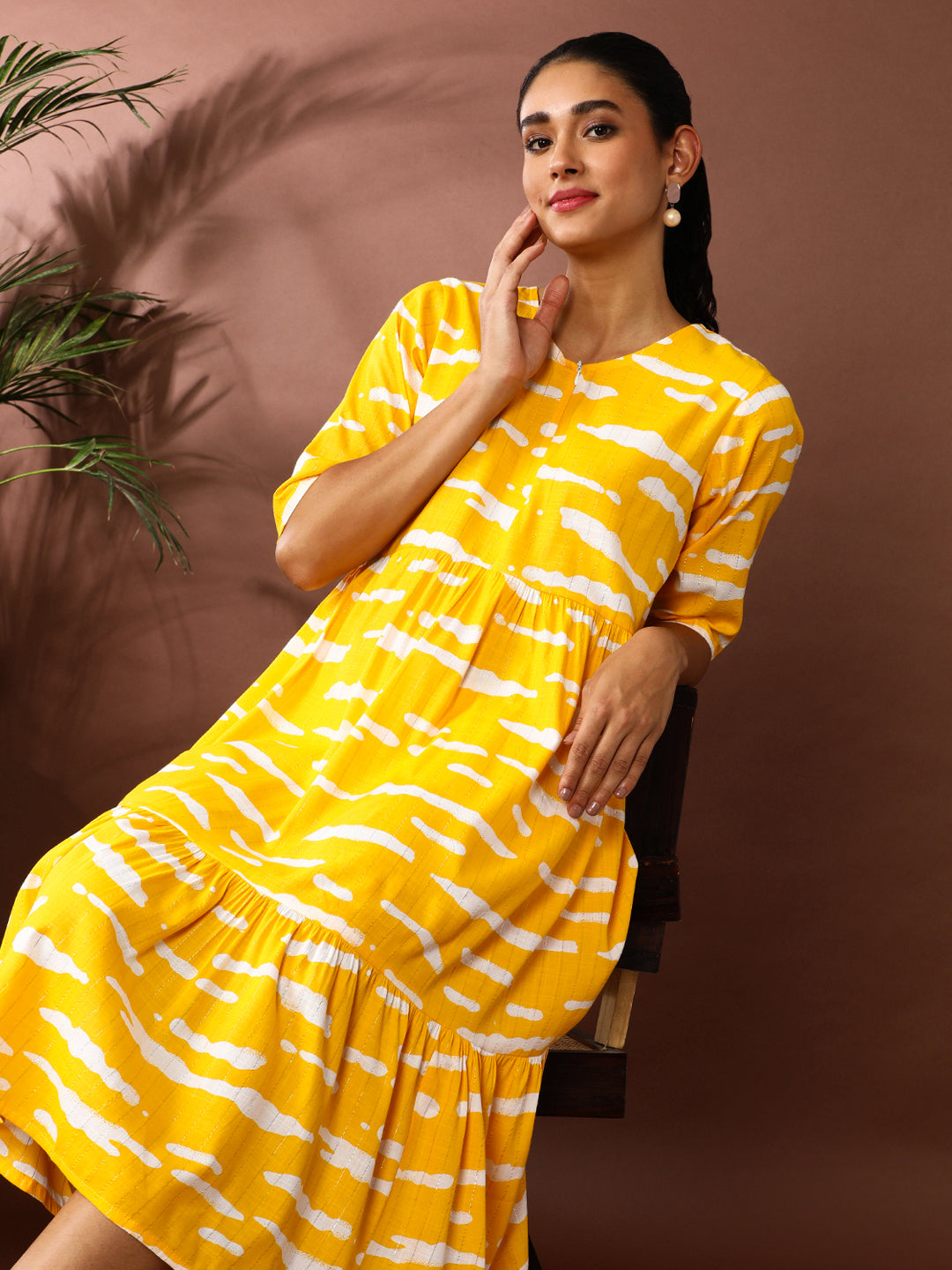 Floral Printed A-Line Cotton Blend Ethnic Dress