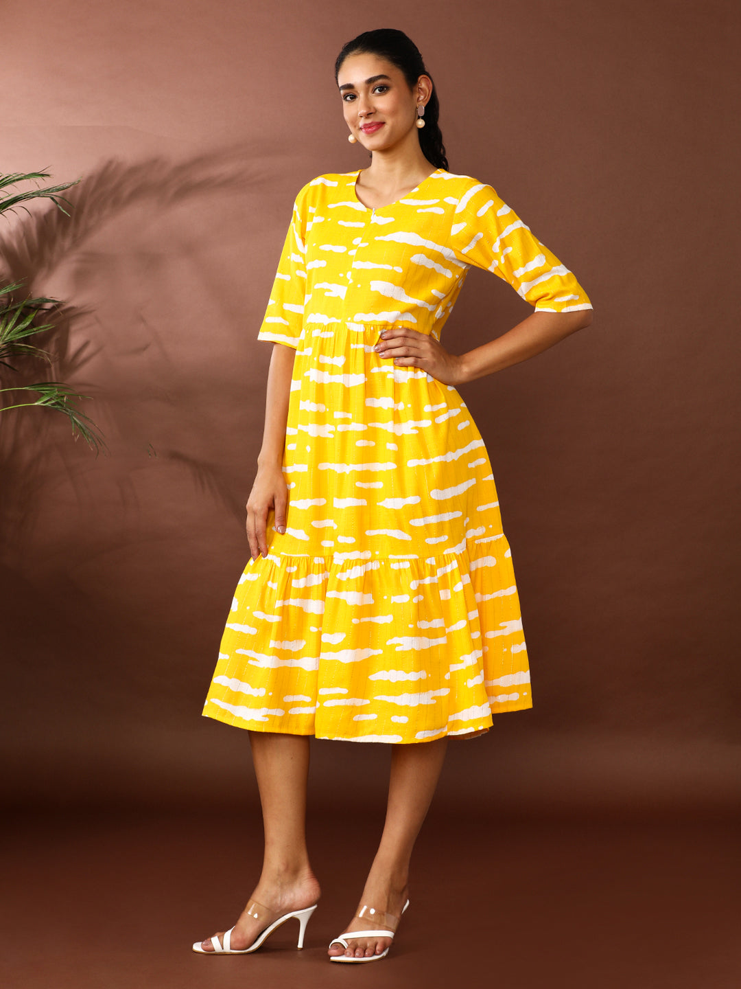 Floral Printed A-Line Cotton Blend Ethnic Dress