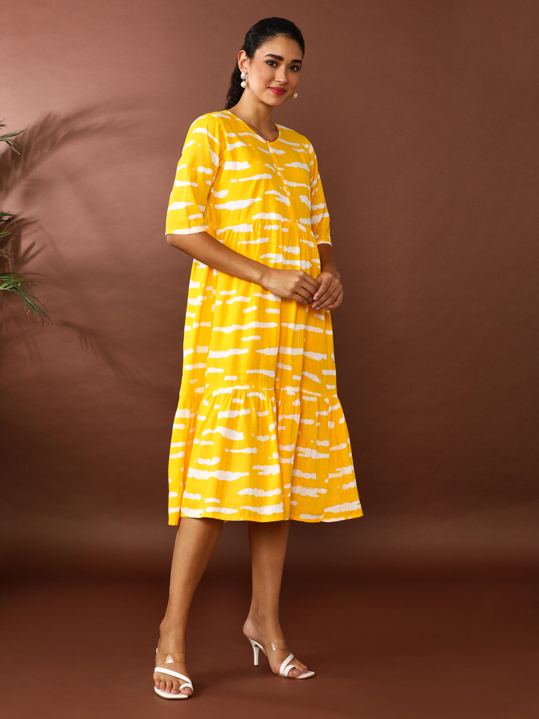 Floral Printed A-Line Cotton Blend Ethnic Dress