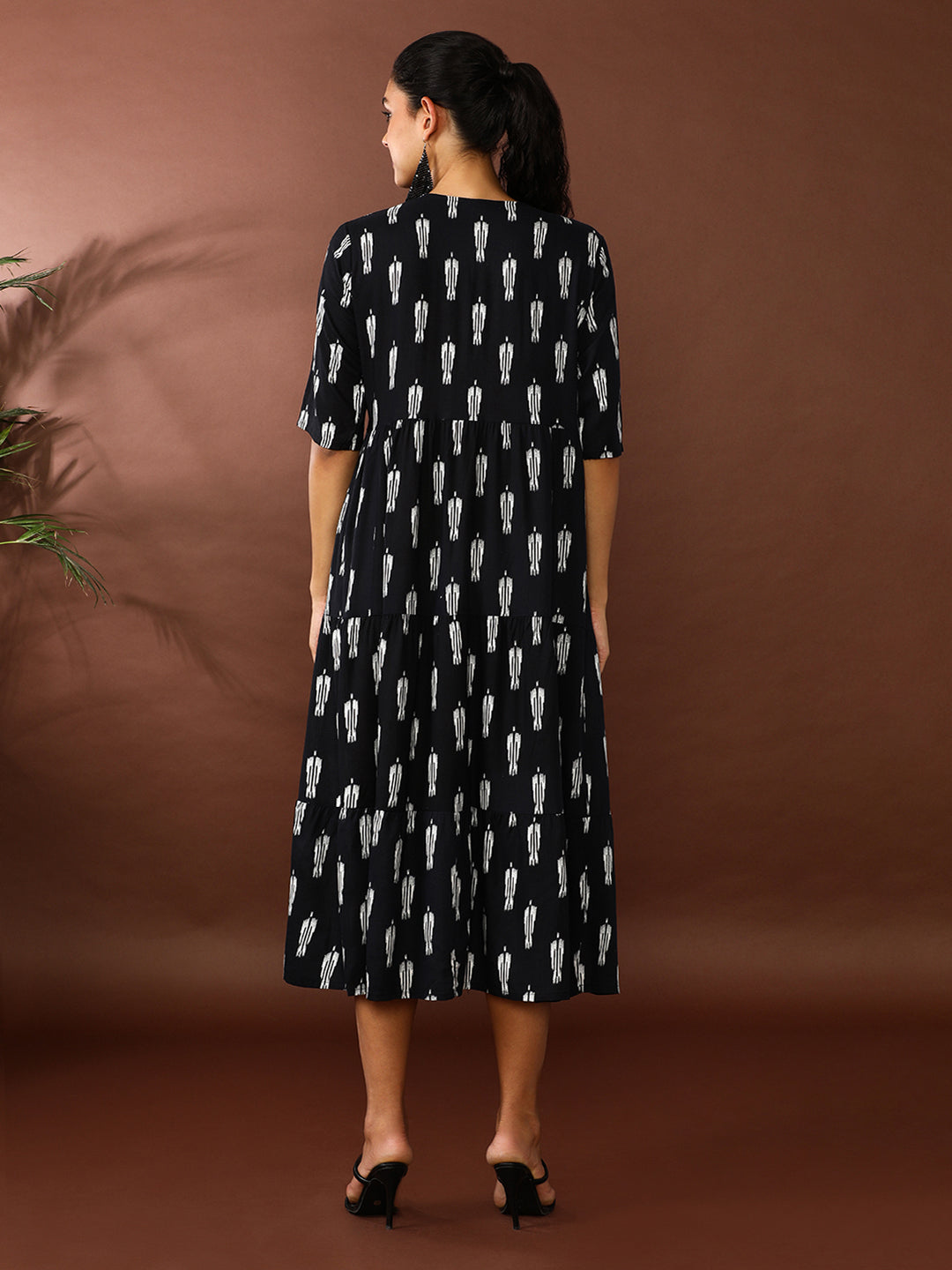 Floral Printed A-Line Tiered Ethnic Dress