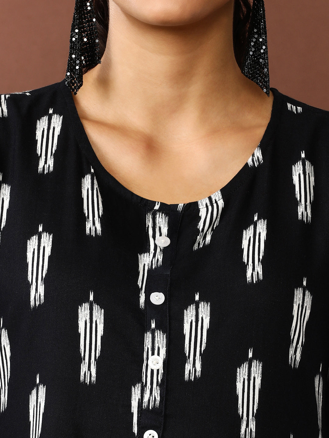 Floral Printed A-Line Tiered Ethnic Dress