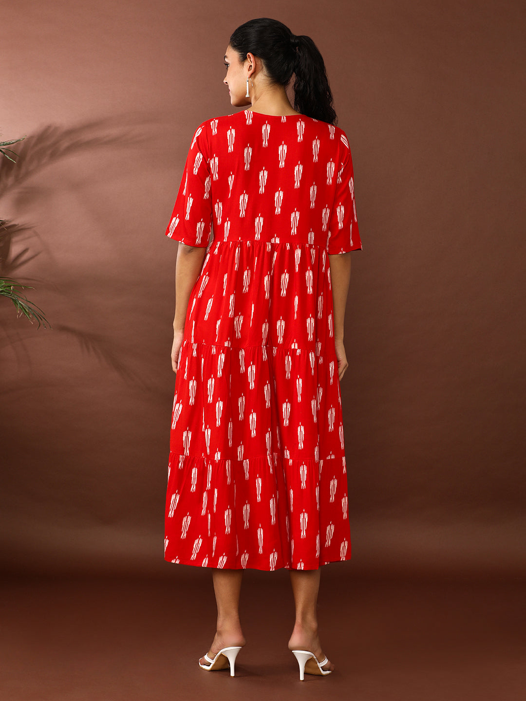 Floral Printed A-Line Tiered Ethnic Dress