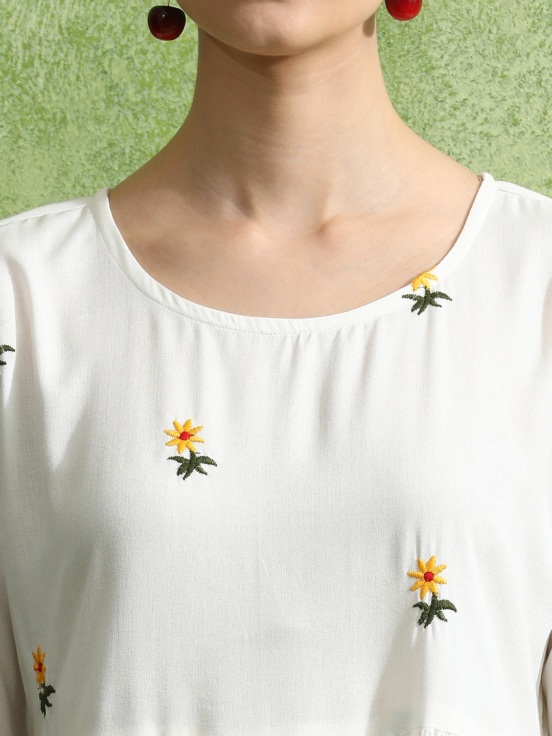 Floral Embroidered A-Line Ethnic Dress