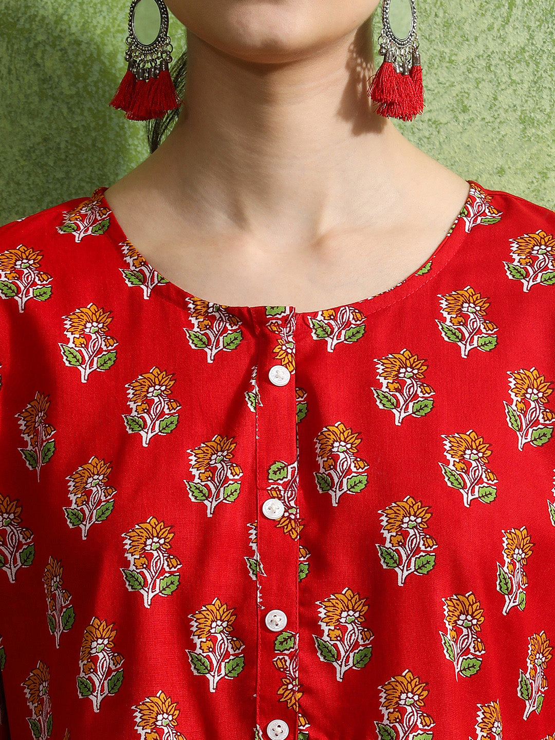 Floral Printed Tiered Ethnic Dress