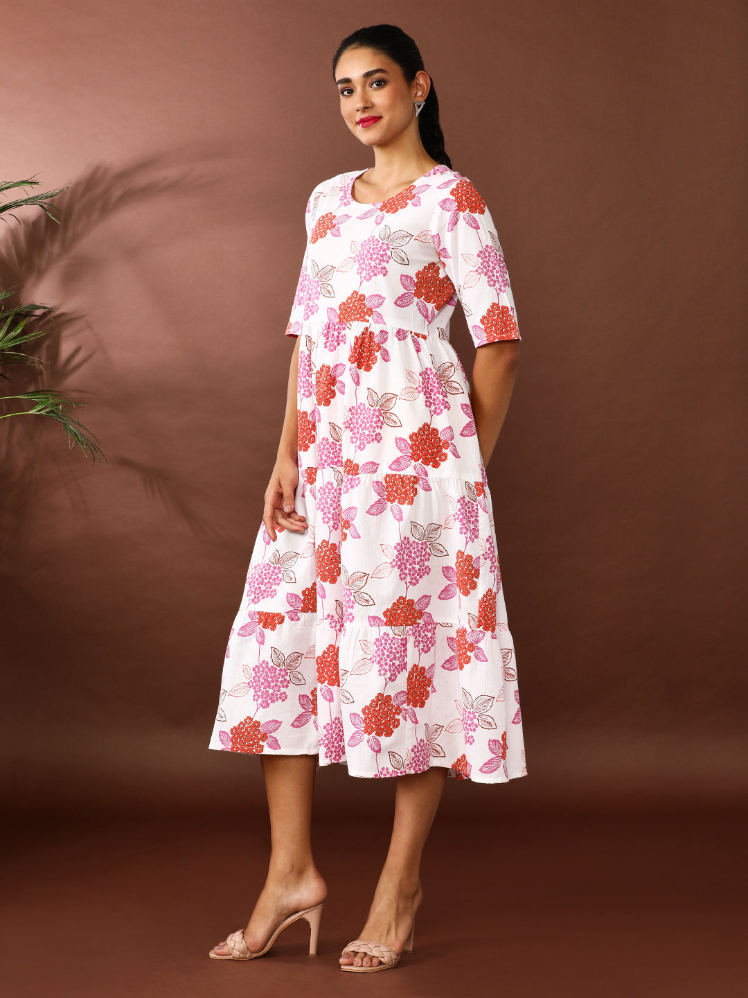 Floral Printed A-Line Pure Cotton Ethnic Dress