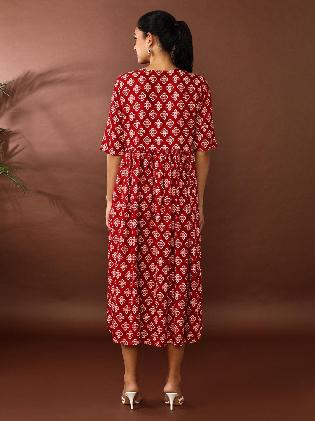 Floral Printed A-Line Tiered Ethnic Dress